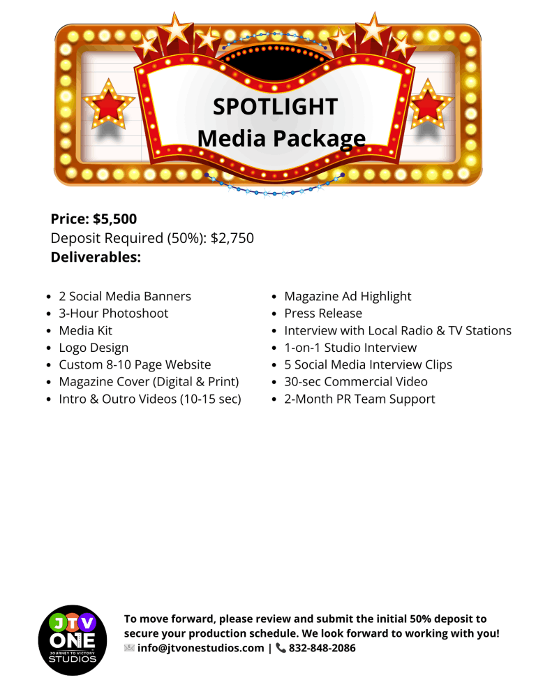 JTV One Studios Media Packages