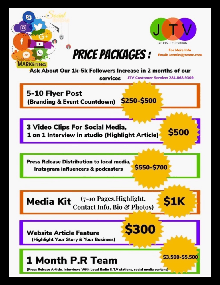 JTV One Studios Media Packages