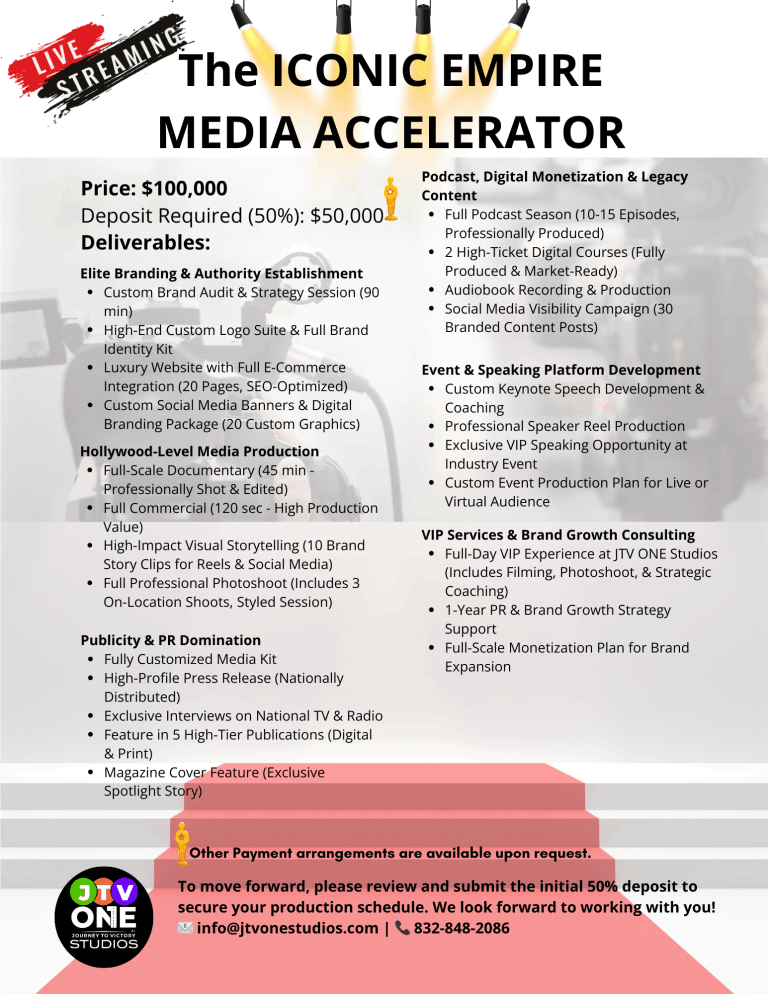 JTV One Studios Media Packages