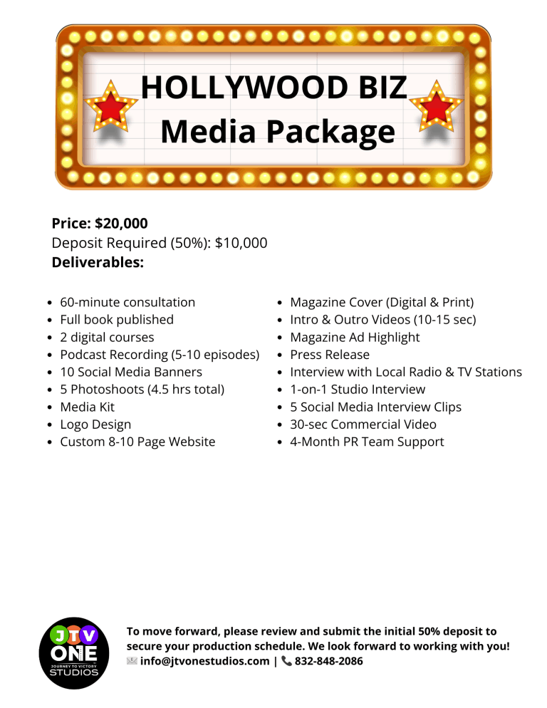 JTV One Studios Media Packages